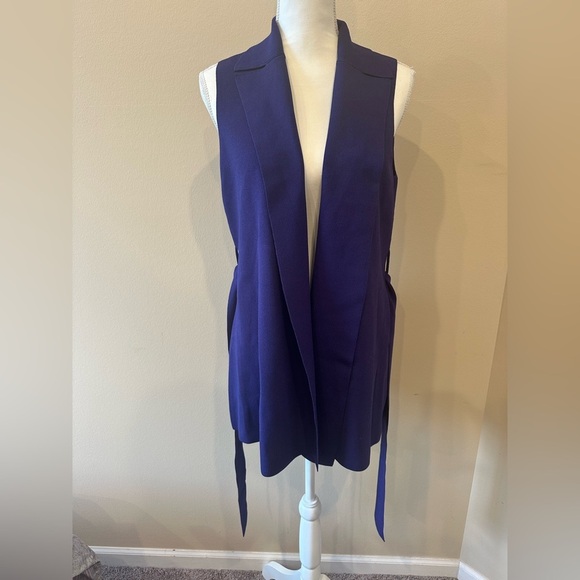 M.M. Lafleur Amethyst Purple Jardigan Sleeveless Knit Blazer Vest Size Medium - Picture 3 of 11